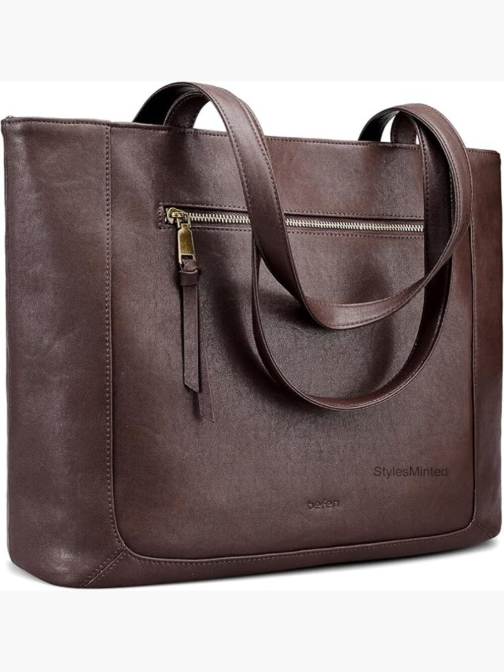 Genuine Leather Large Work Tote with 15.6" Laptop Compartment